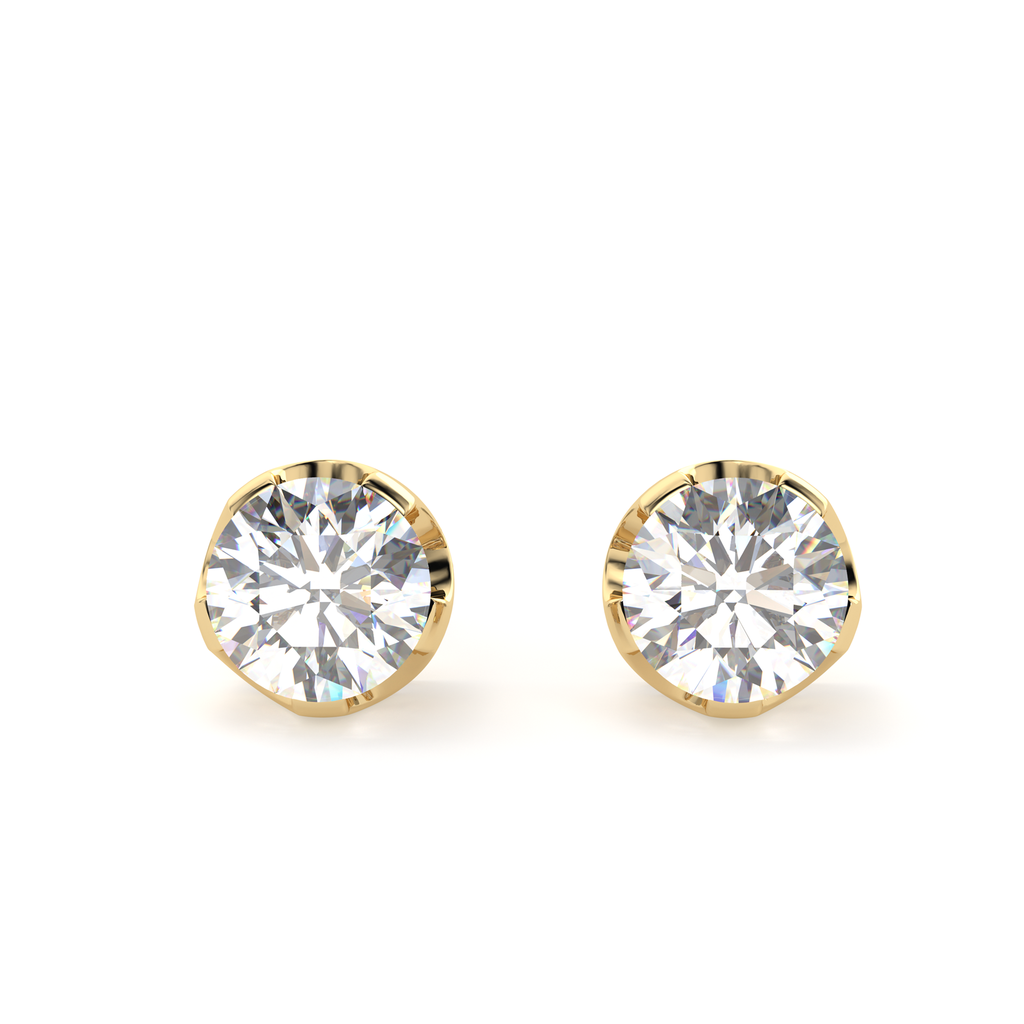 Round Diamond Stud Earrings for Women