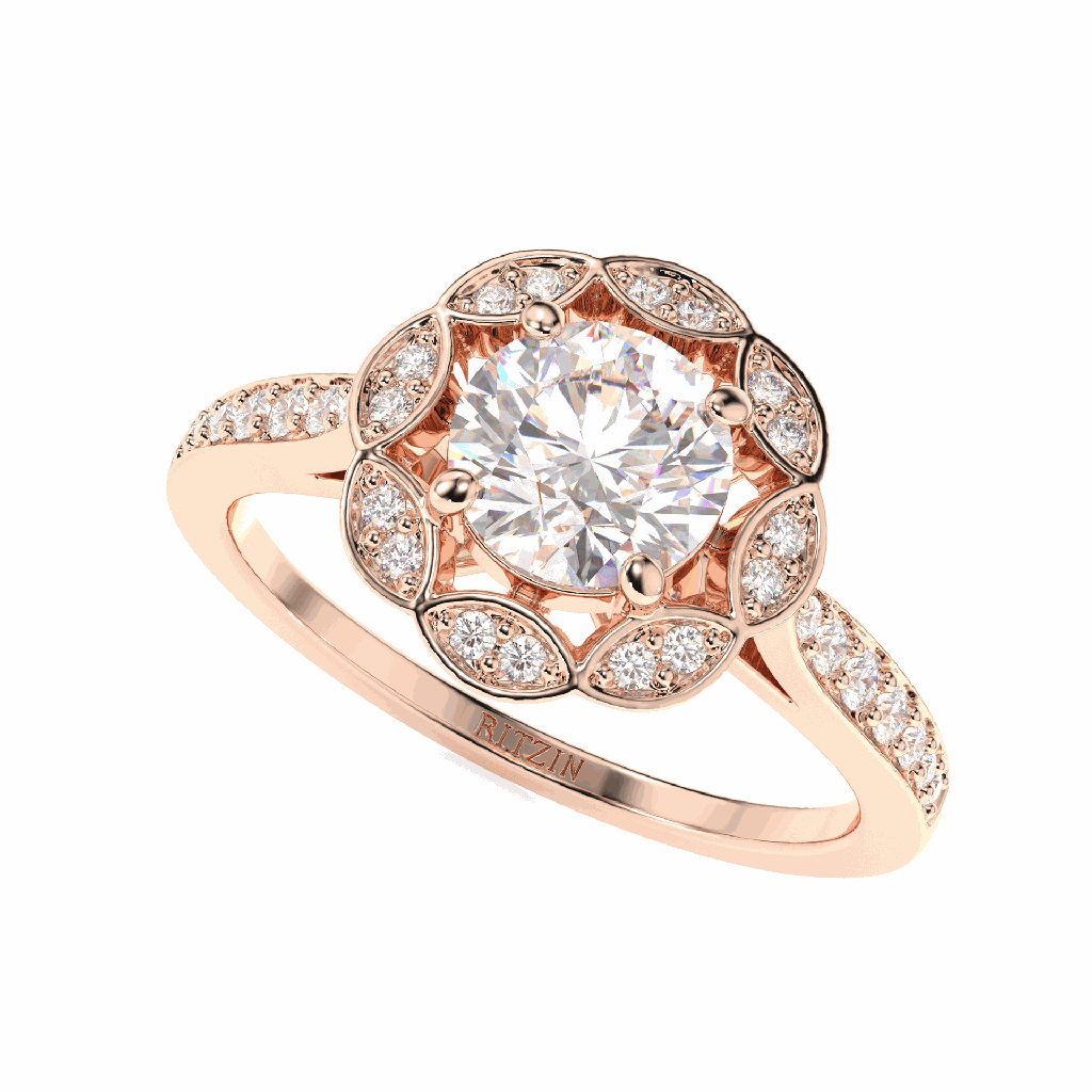 Round Diamond Halo Engagement Ring for Women