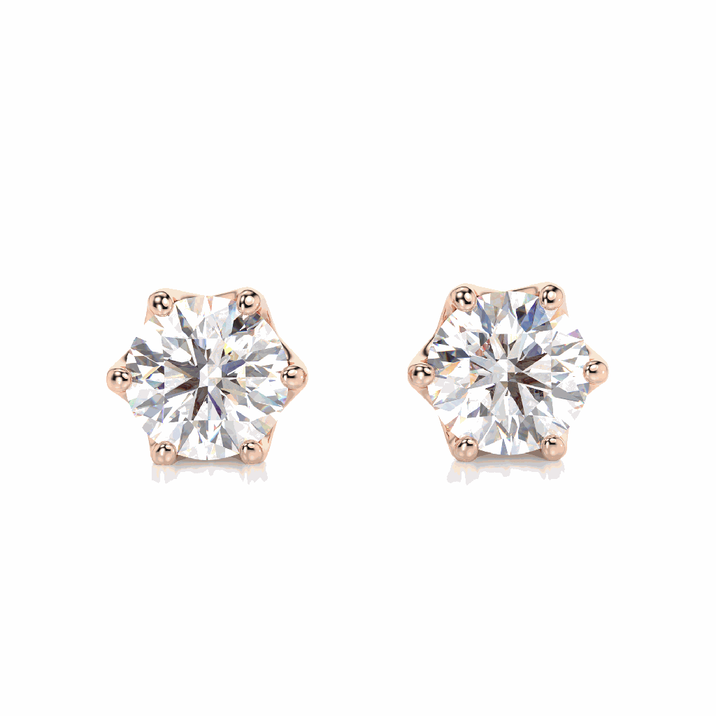 Round Shape Diamond Earrings For Women