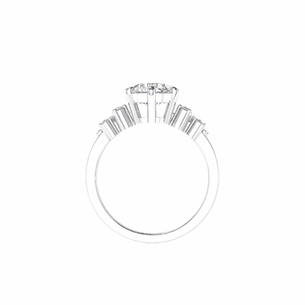 Round Diamond Fancy Style Engagement Ring For Her