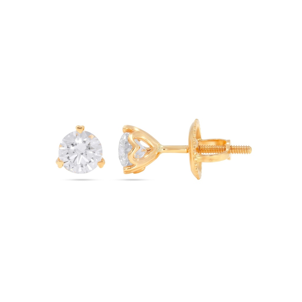 Round Diamond Pushback Stud Earring 