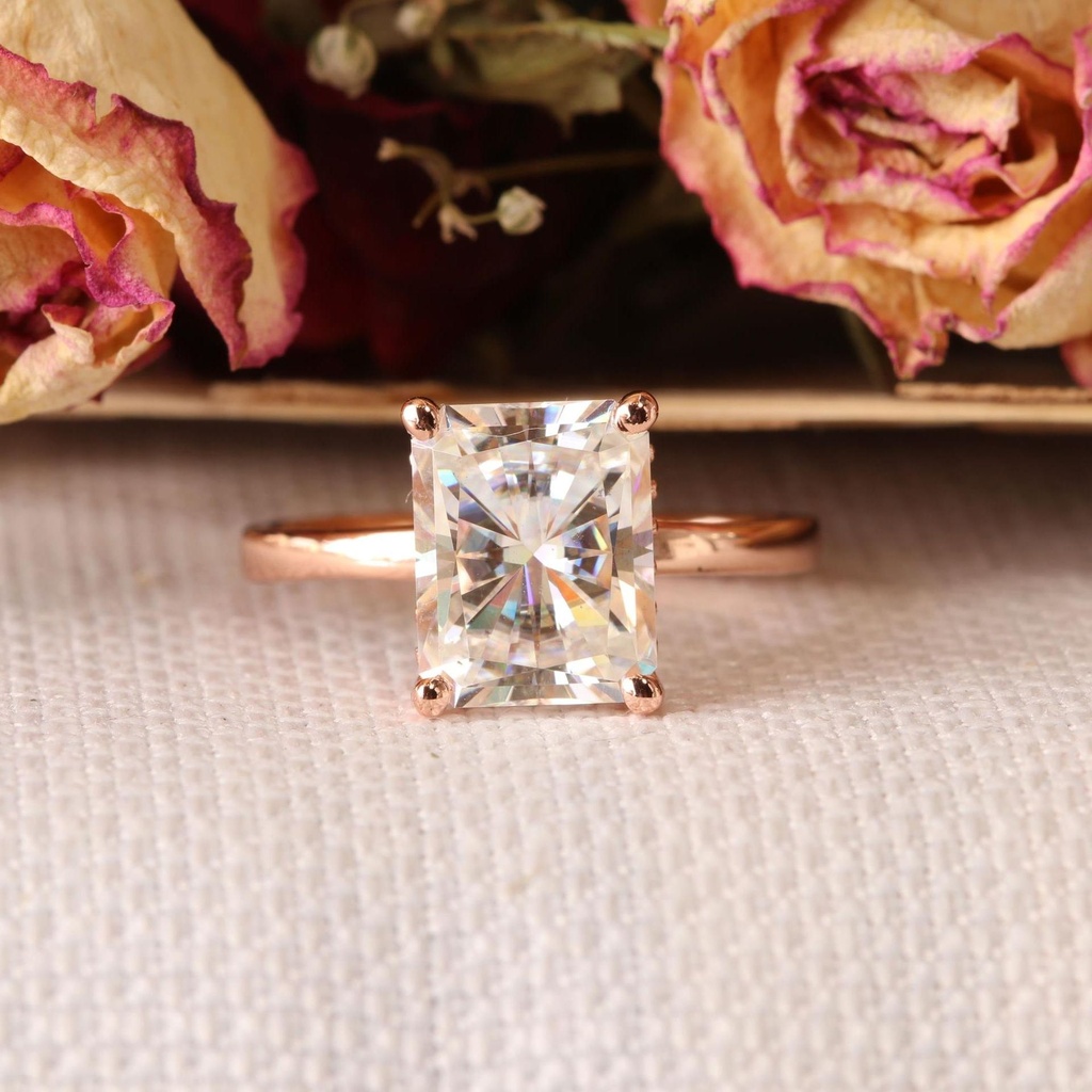 Radiant Diamond Hidden Halo Engagement Ring for Her