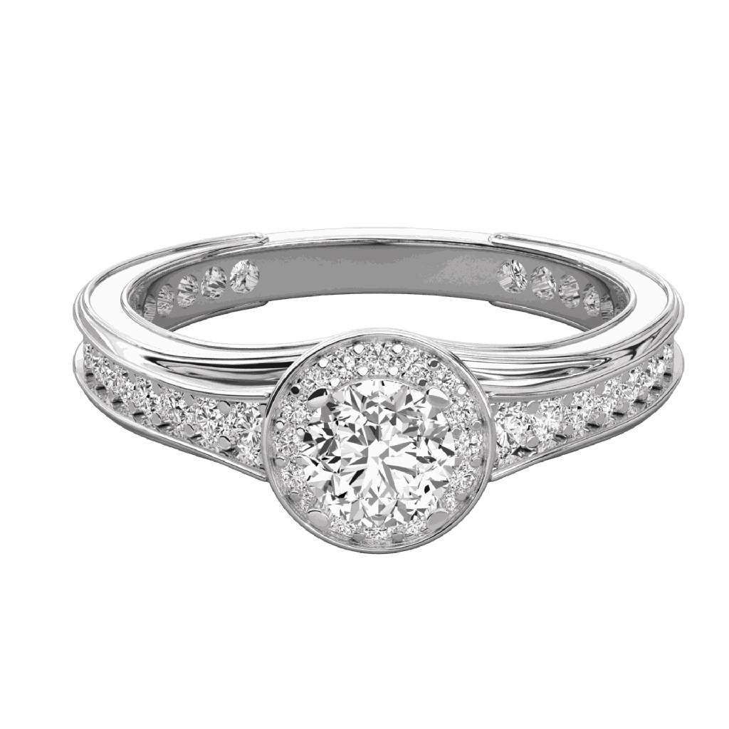  Round Cut Diamond Cluster Halo Engagement Ring 