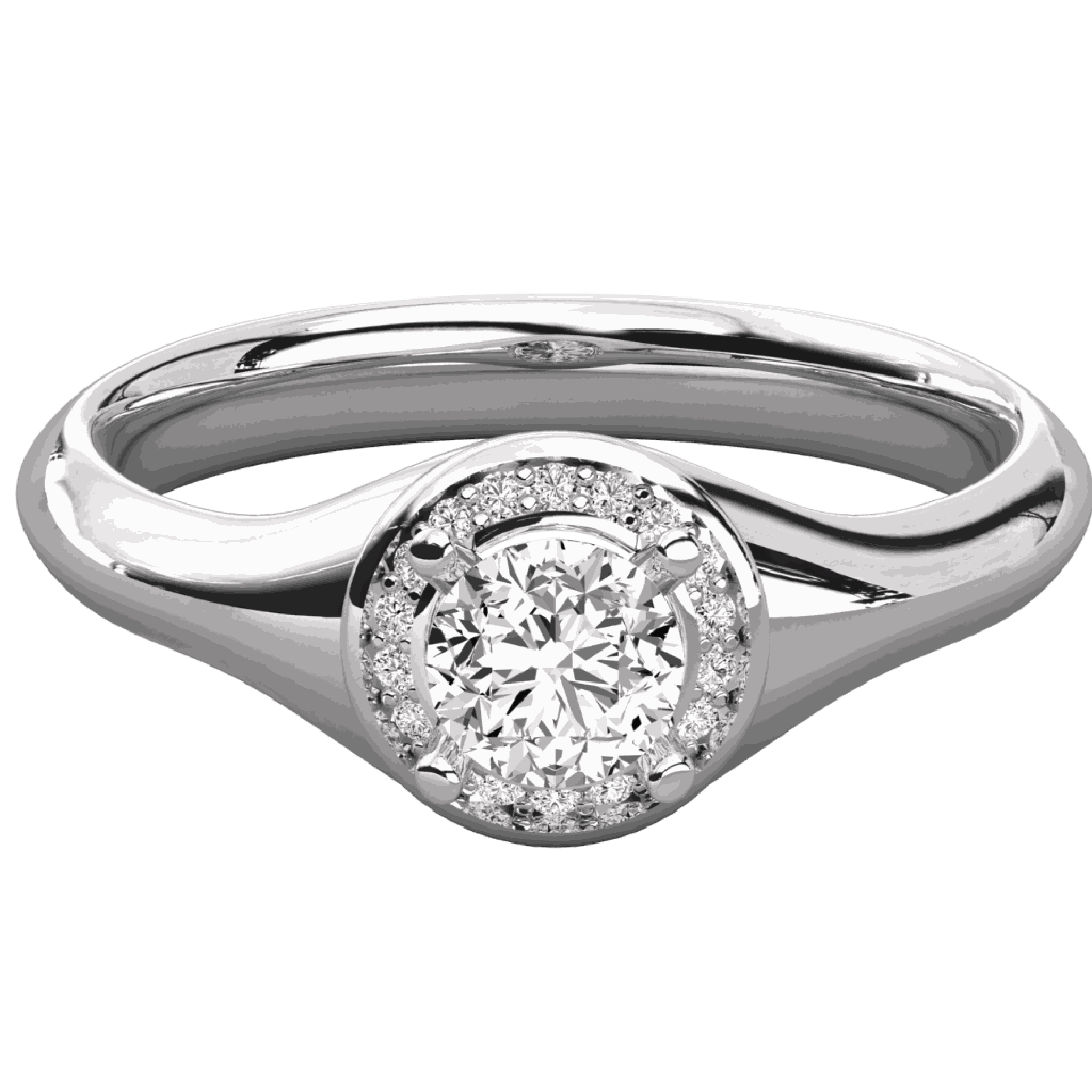  Round Diamond Halo Engagement Ring 