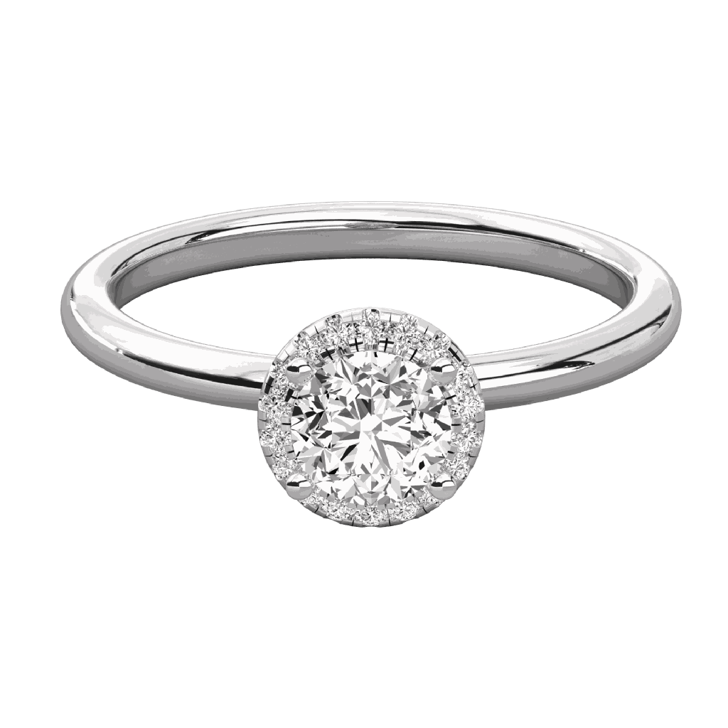  Round  Diamond Micro Prong Set Cluster Halo Engagement Ring 