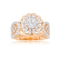 Round Diamond Flower Shape Wedding Ring