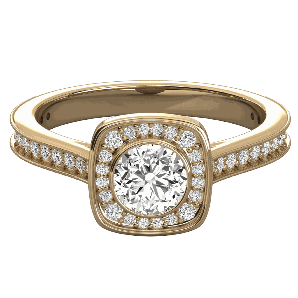  Round Diamond Prong Set Cluster Halo Engagement Ring 