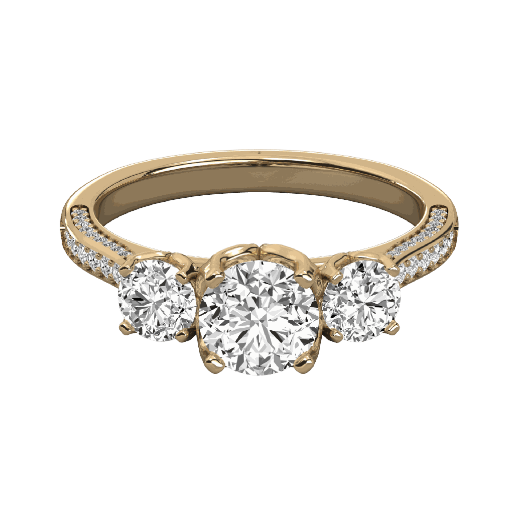  Round Cut Diamond 3 Stone Engagement Ring 