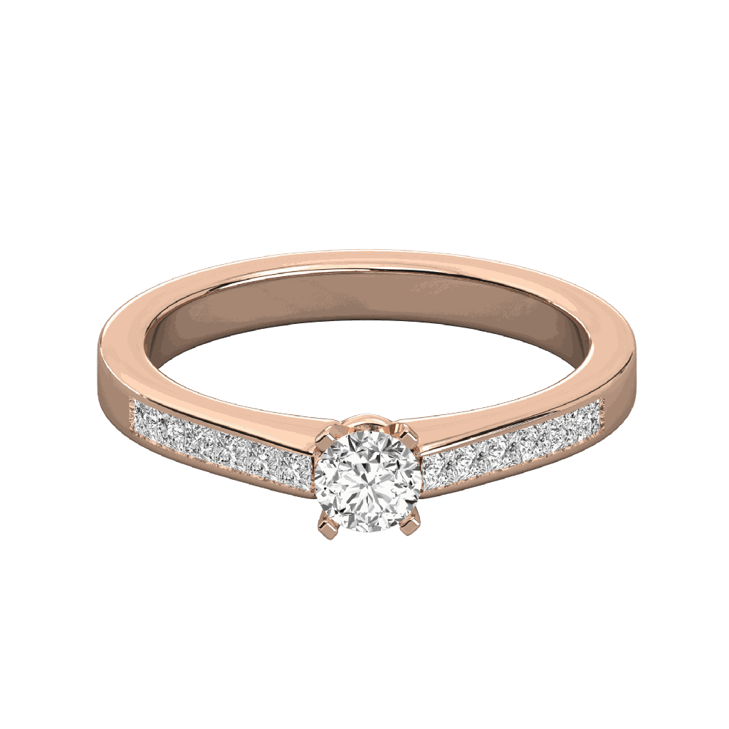  Round Cut Diamond And Princess Cut Diamond Solitaire Ring 
