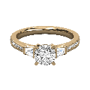 Round Diamond And Baguette Engagement Ring 