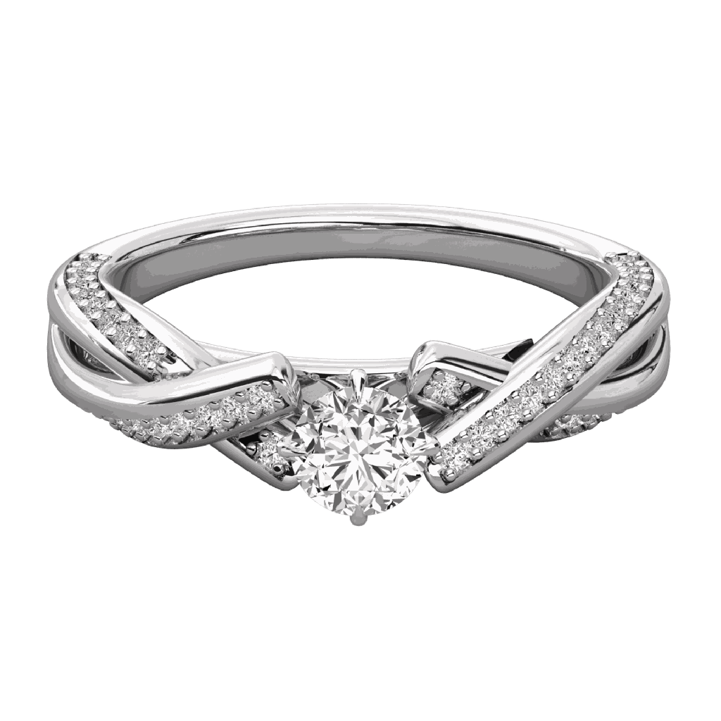 Round Diamond Twisted Shank Prong Set Solitaire Ring 