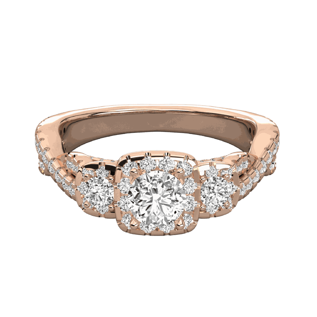  Round Diamond twisted Shank Halo Engagement Ring For Her