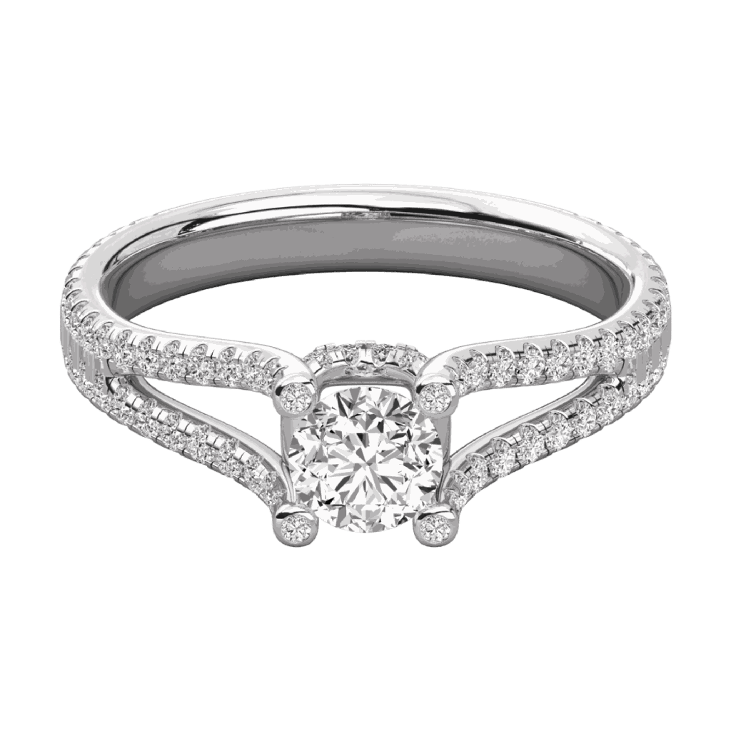  Round Diamond Two Devide Shank Prong Set Solitaire Ring 