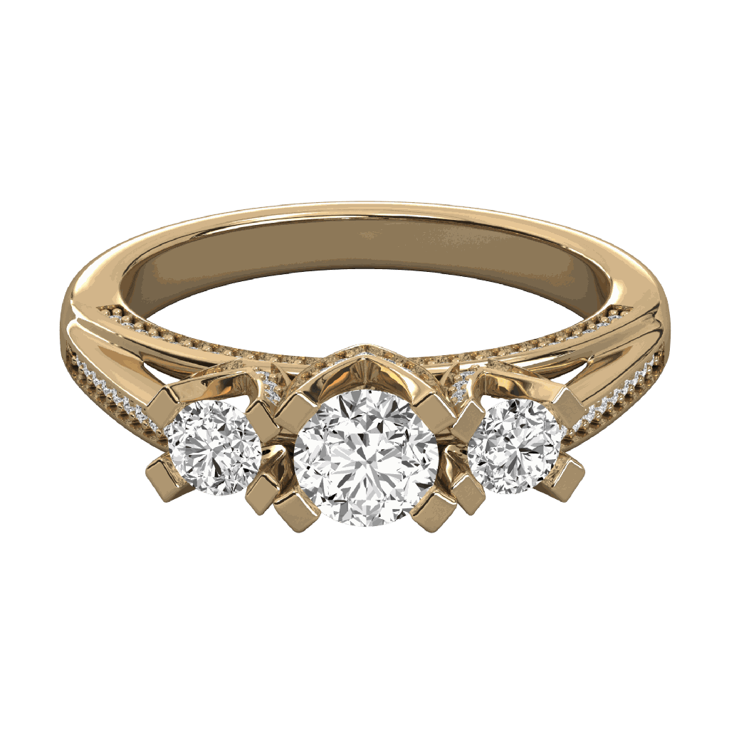  Round Diamond Designer 3 Stone Engagement Ring for Her