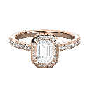  Emerald And Round Cut Diamond Halo Engagement Ring 