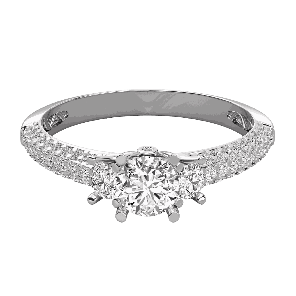  Round Diamond 3 Stone Wedding Band