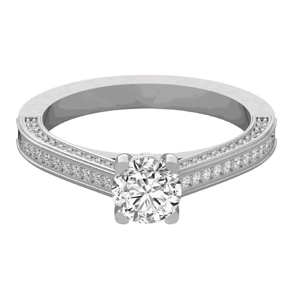 Round Diamond Prong Set Solitaire Wedding Band 