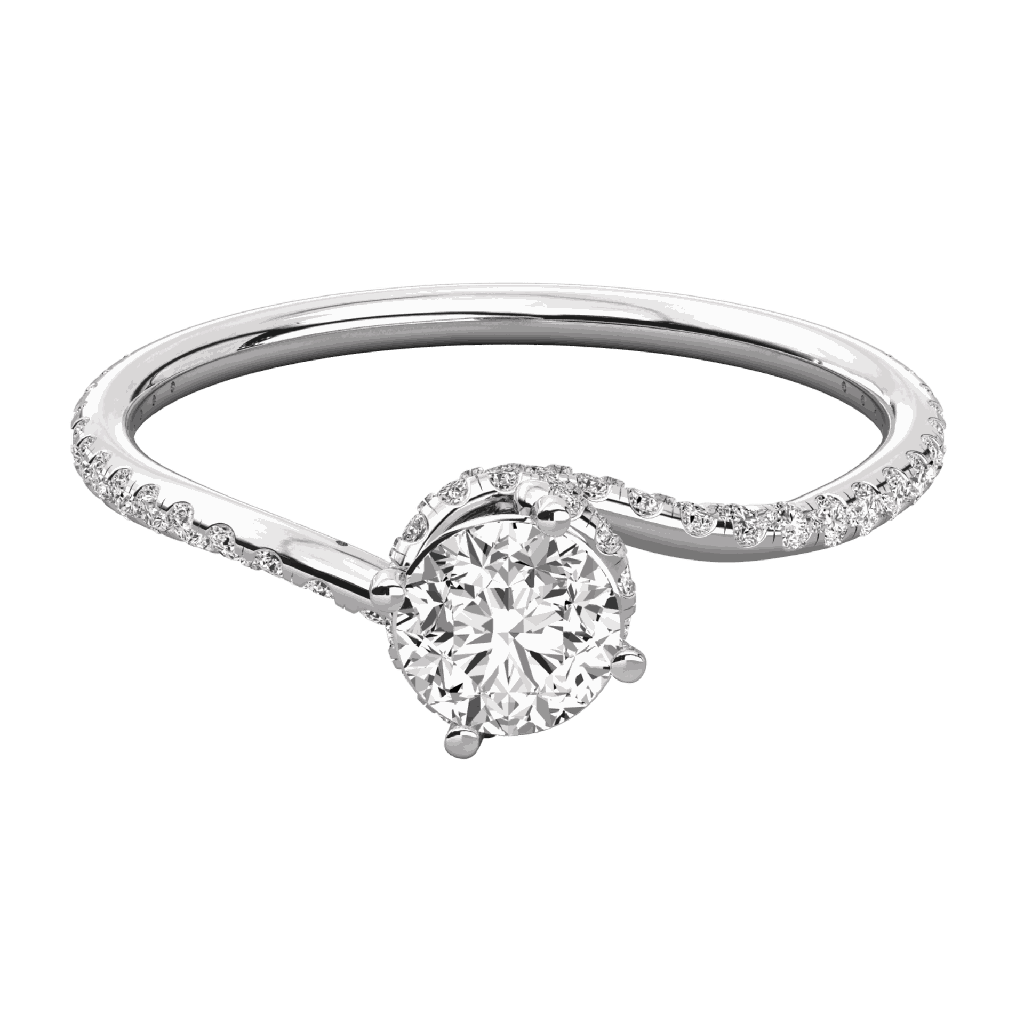  Round Diamond Cross Shank Solitaire Ring 