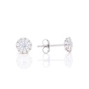 Round Diamond Halo With Pushback Stud Earrings For Her