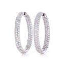  In/Outside Round Diamond Hinged Huggie Hoop Earring For Her