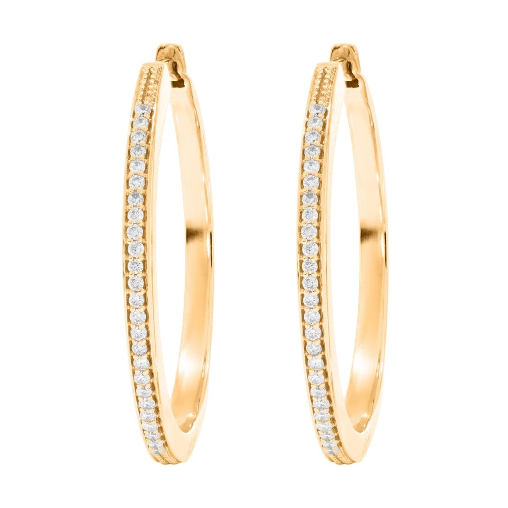  Round Diamond Large Hinged Huggie Hoop Earring For Her