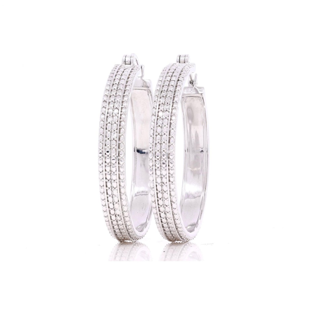Round Diamond Hinged Huggie Hoop Earring For Her