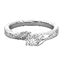  Round Diamond Leaf Shape Engagement Ring for Her