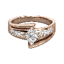  Round Diamond And Princess Cut Diamond Engagement Ring For Her