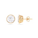 Round Diamond Pushback Stud Earrings For Her