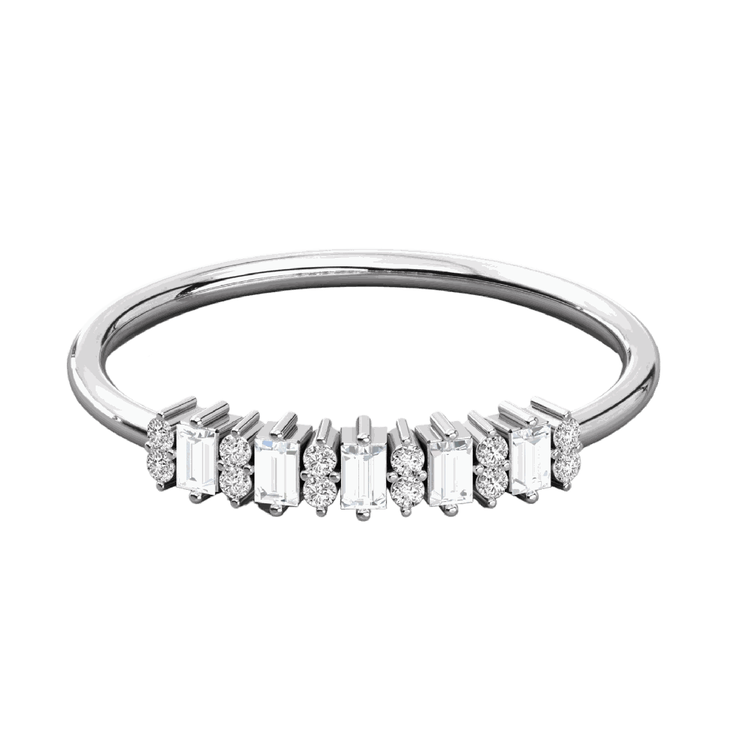  Baguette And Round Cut Diamond Wedding Band For Her