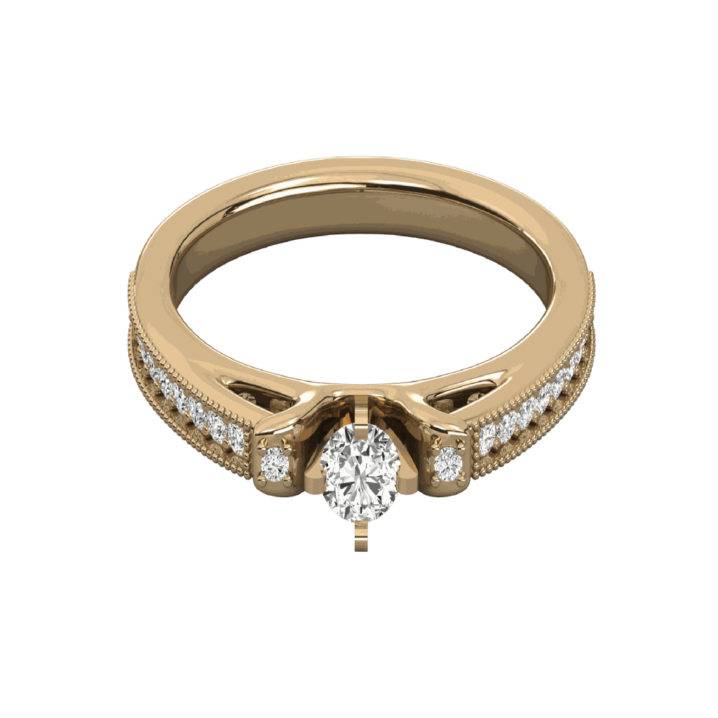 Round Cut Diamond Milgrain Solitaire Wedding Band