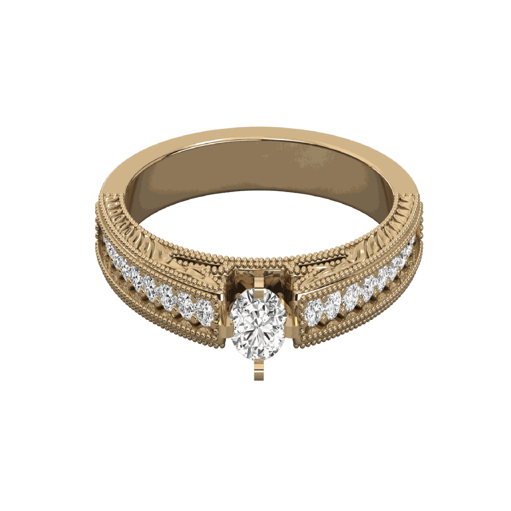  Round Diamond Prong Set Solitaire Milgrain Ring 