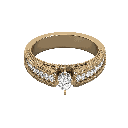  Round Diamond Prong Set Solitaire Milgrain Ring 