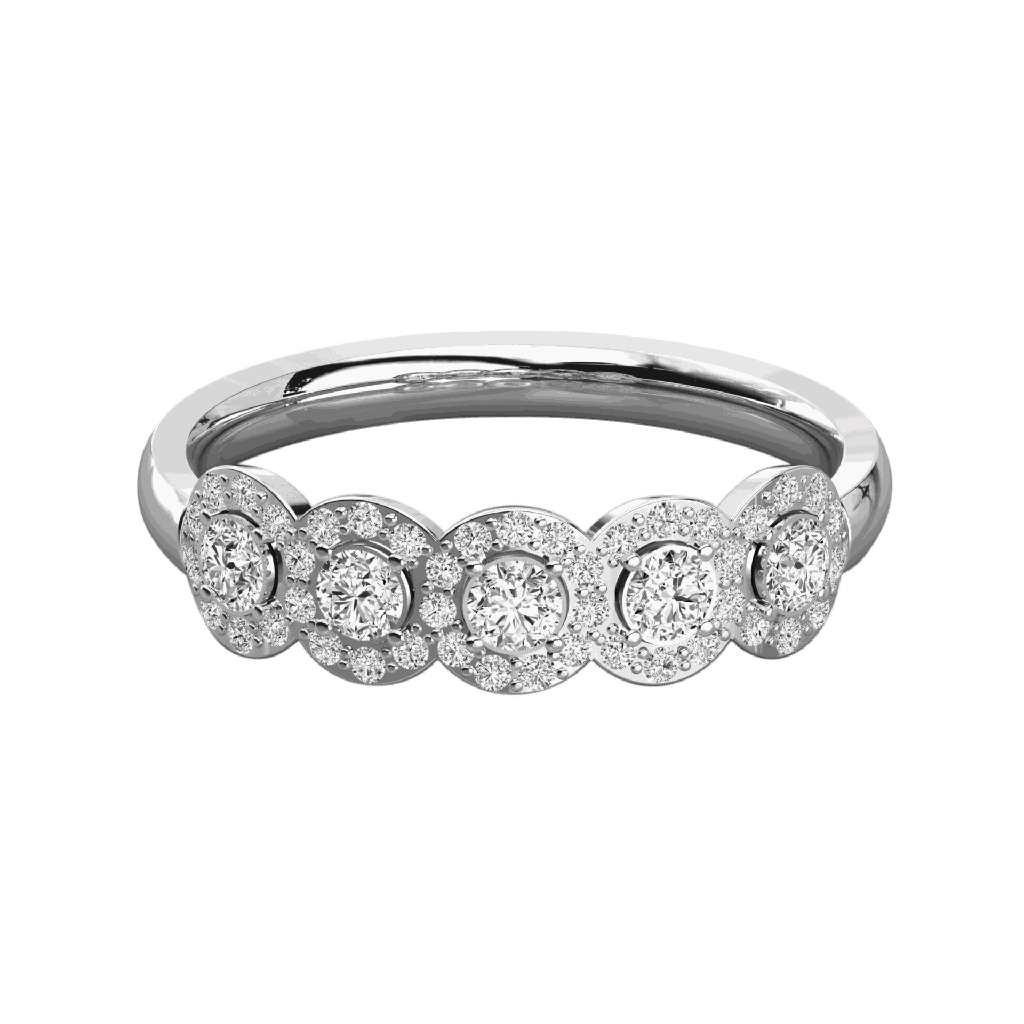  Round Diamond 5 Halo Wedding Band For Women