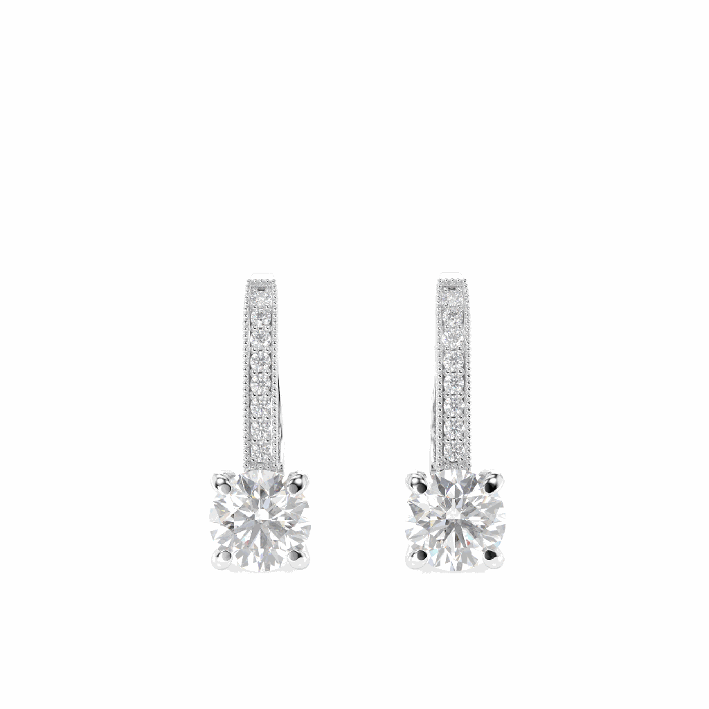 Round Cut Stone Hoop Earring For Women