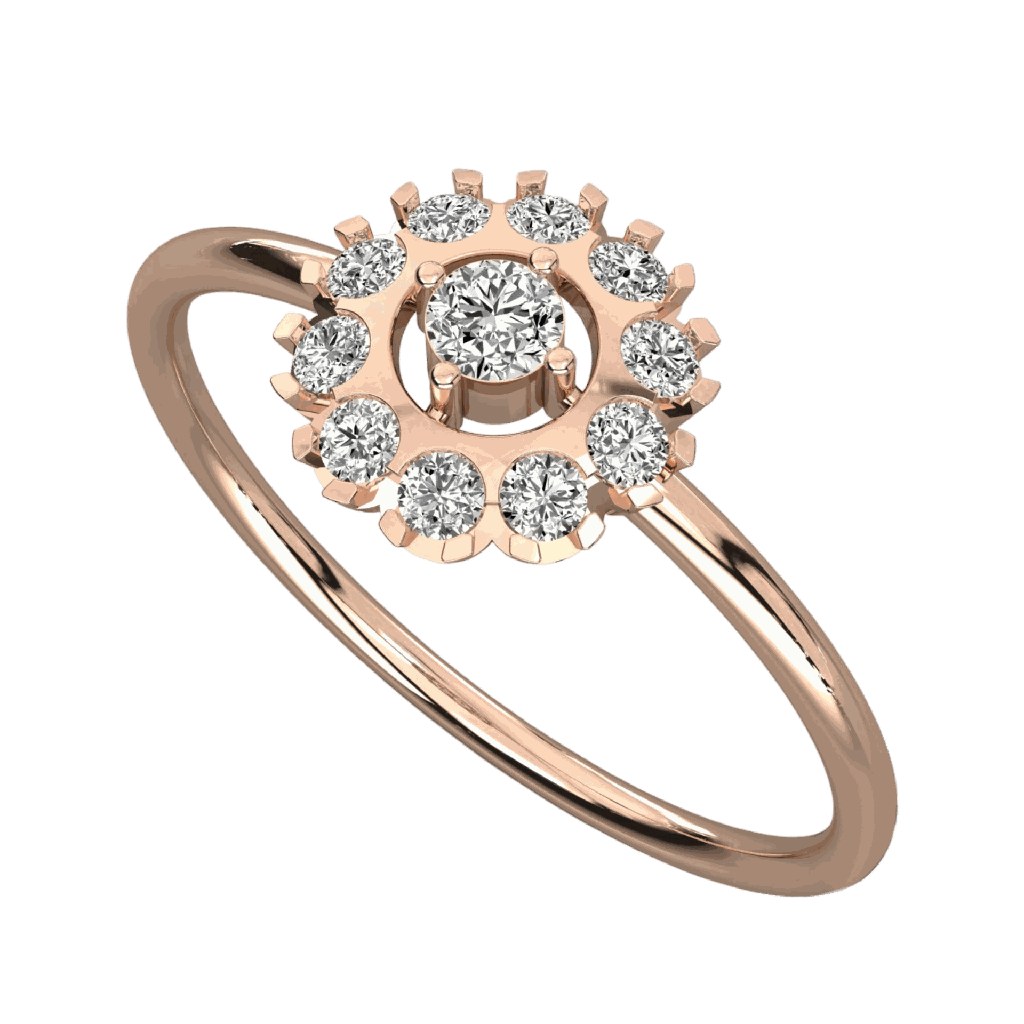  Round Diamond Floral Wedding Band For Women