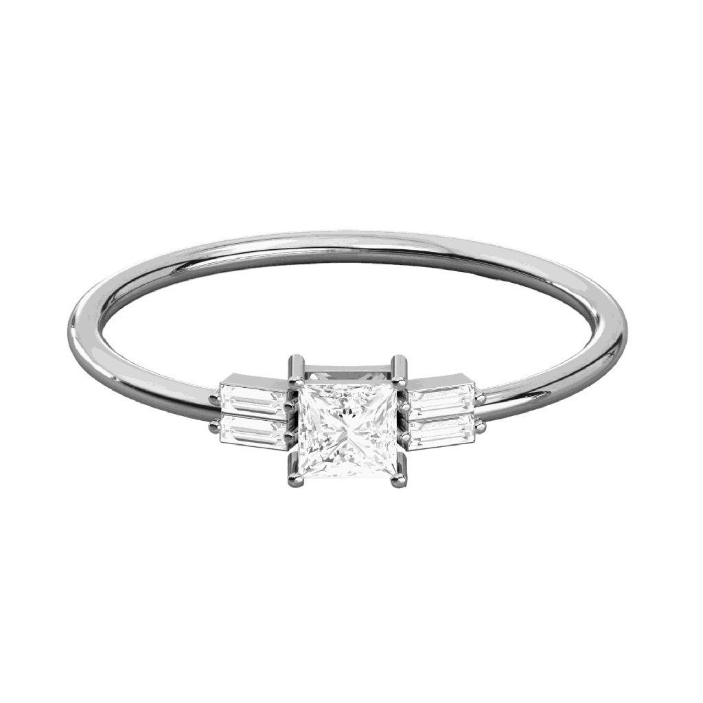 Princess And Baguette Diamond Wedding Band For Women