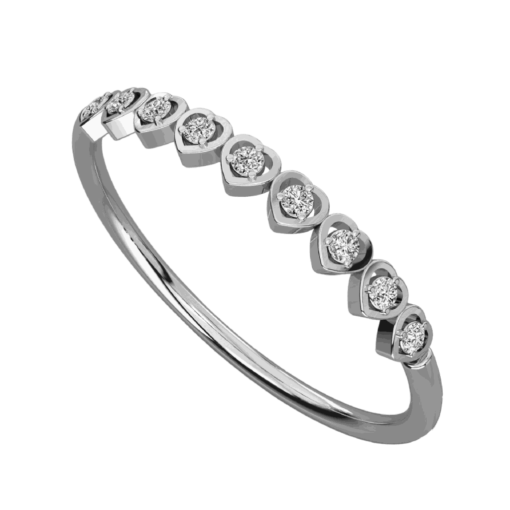  Round Diamond Heart Shape Wedding Band For Women