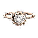 Round Diamond Flower Design Engagement Ring for Women