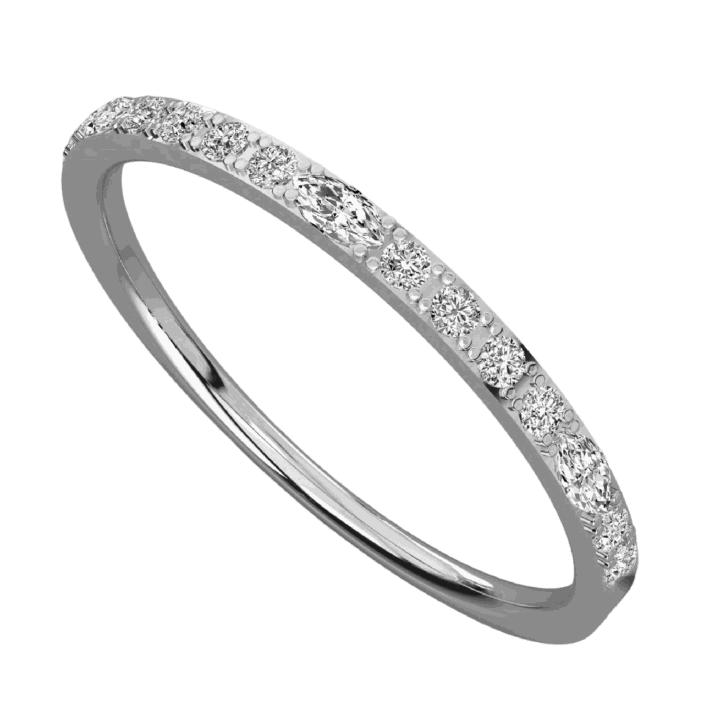  Round And Marquise Diamond Designer Wedding Band For Women