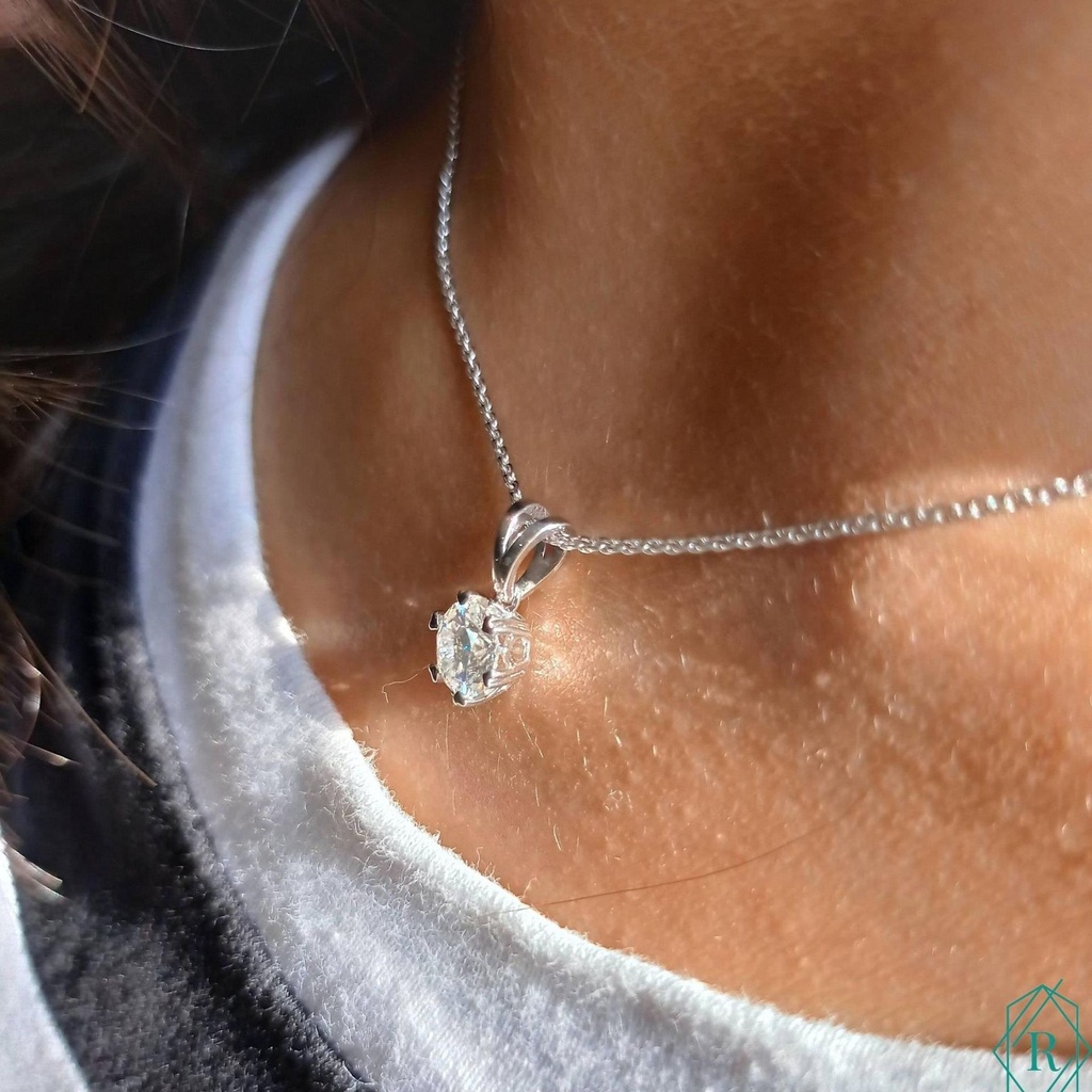 Round Cut Jewelry Set, Heart And Arrow Prongs  Pendant And Diamond Wedding Set