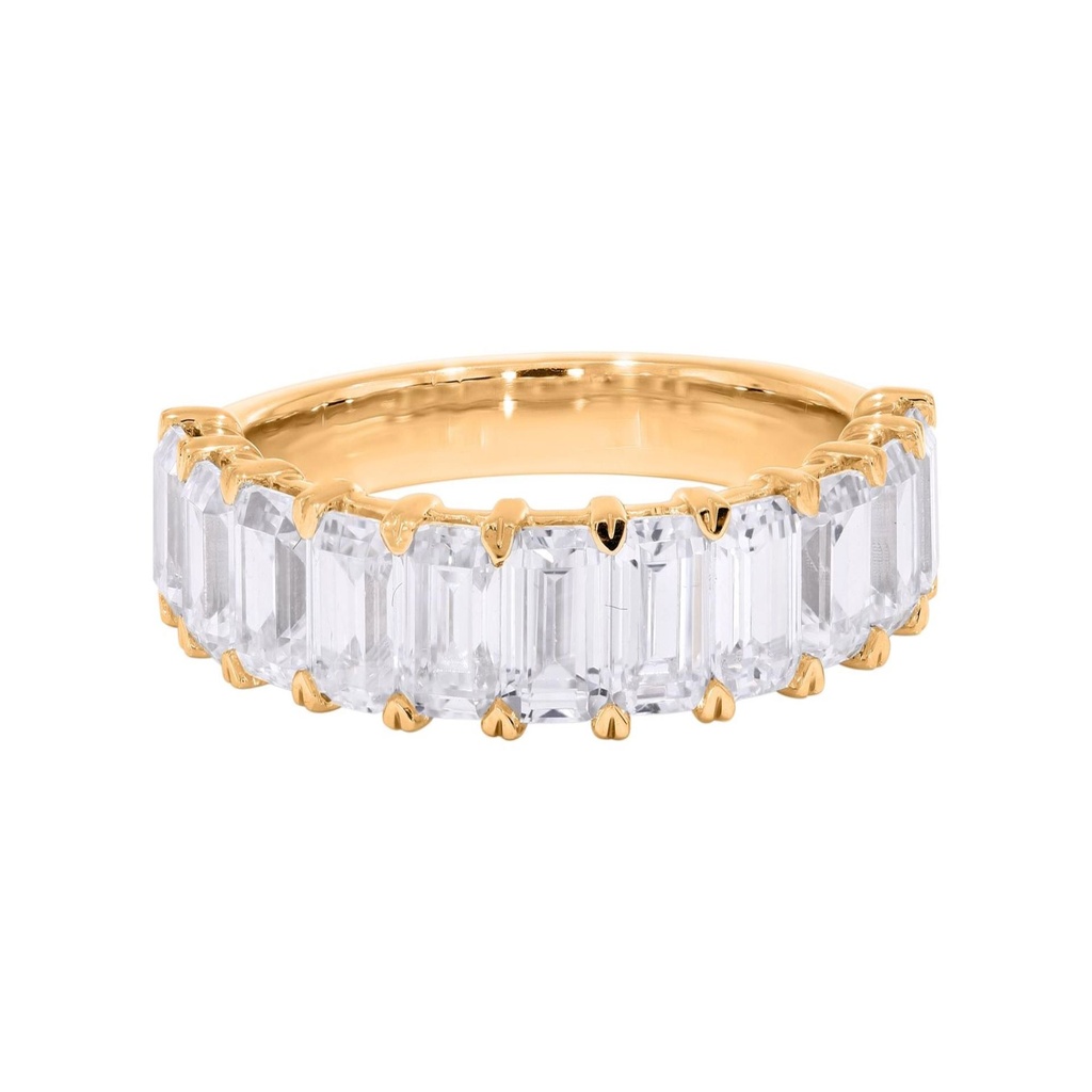  Emerald Diamond Half Eternity Wedding Band For Women