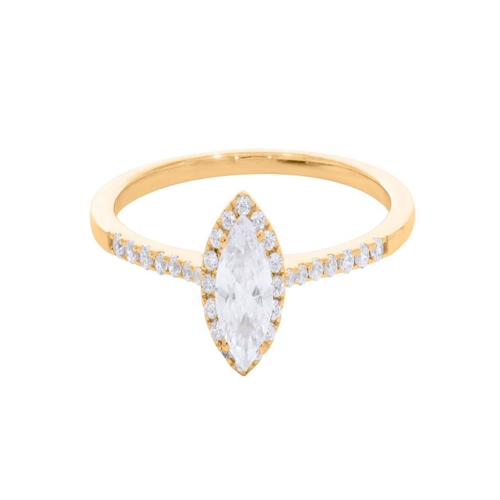  Round And Marquise Diamond Halo Design Engagement Ring For Women
