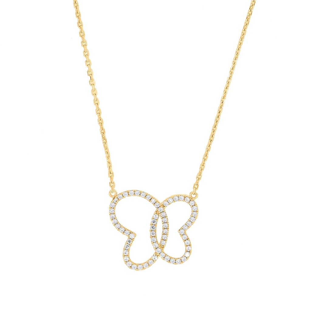  Round Diamond Butterfly Design Pendant For Women