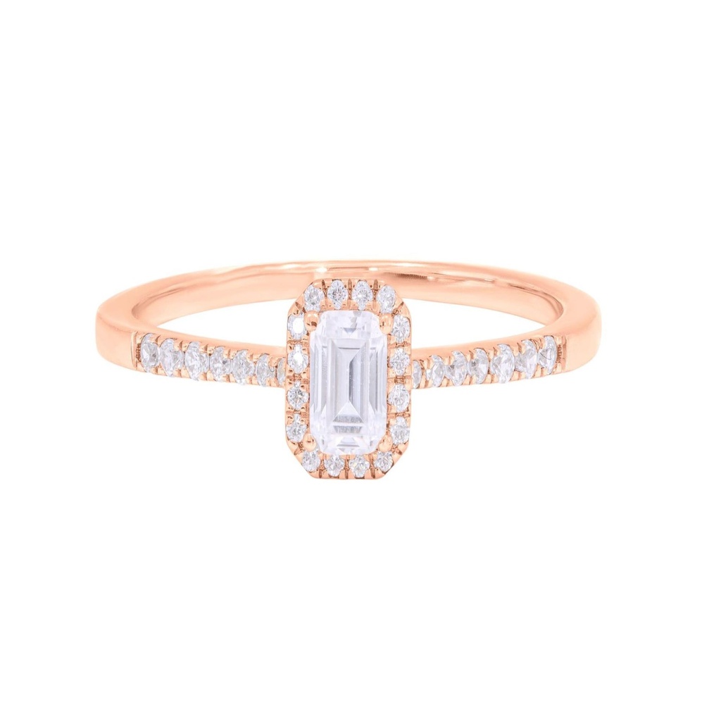  Round And Emerald Diamond Halo Engagement Ring For Women