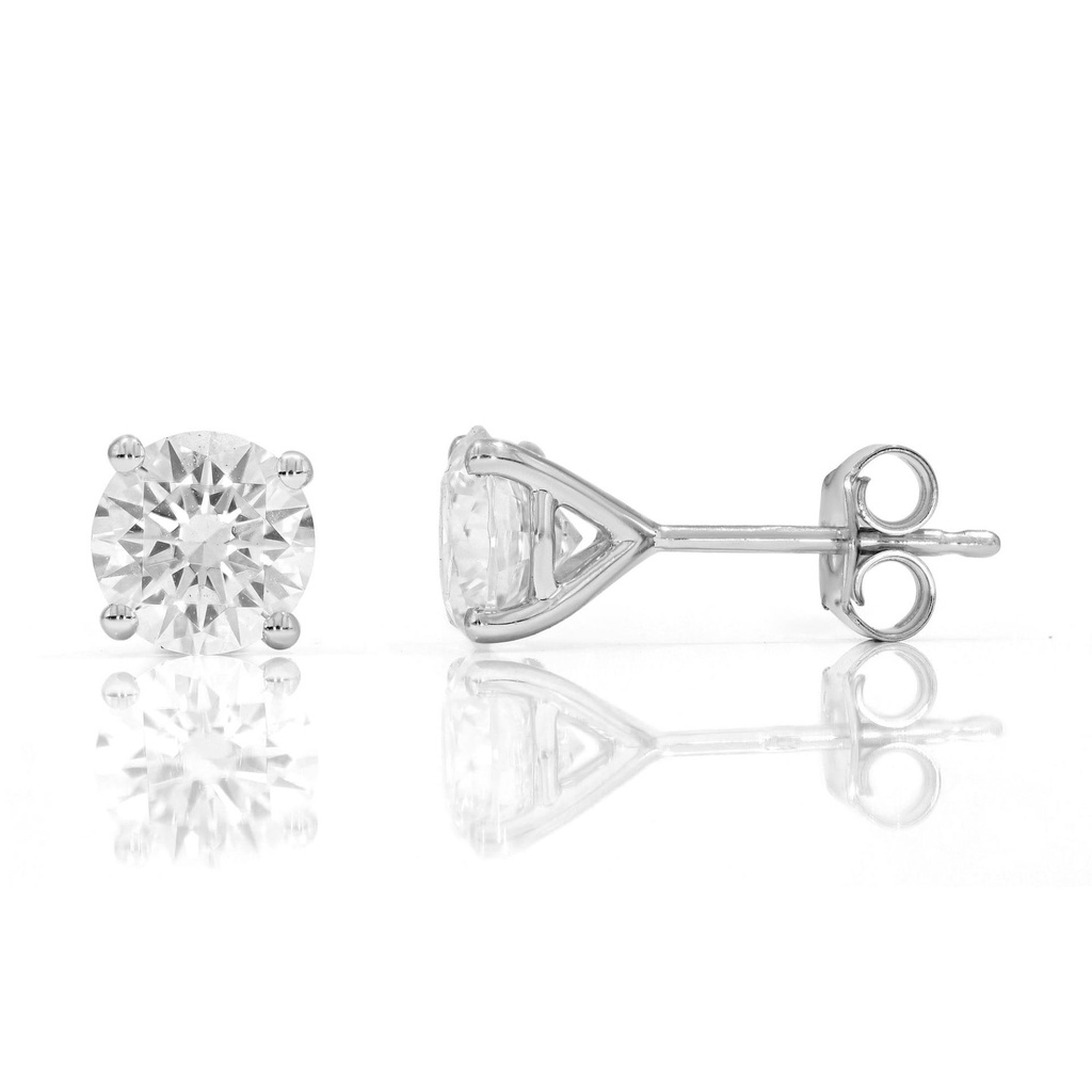  Round Diamond Prong Set Stud Earrings