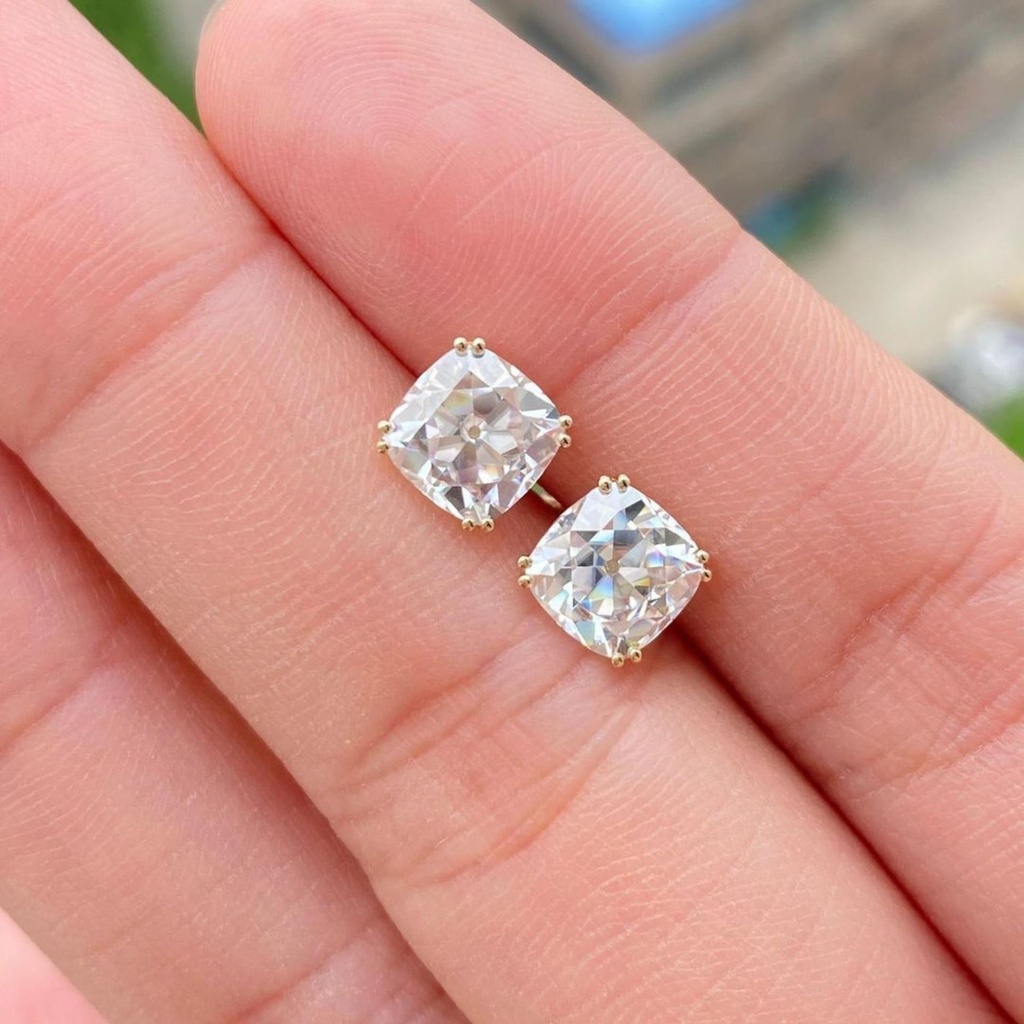  Cushion Cut Stone Stud Earring For Women