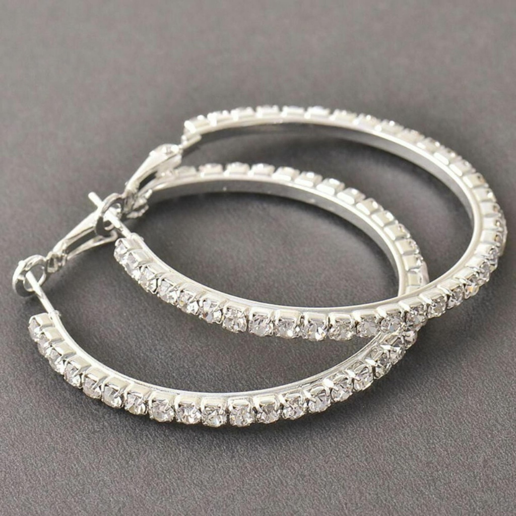 Round Cut Diamond Hoop Earrings For Women