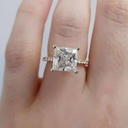 Princess Cut  Hidden Halo Engagement Ring For Women
