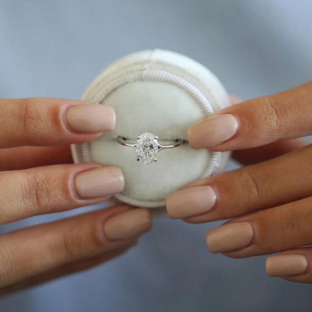  Oval Cut  Split Shank Engagement Ring For Women
